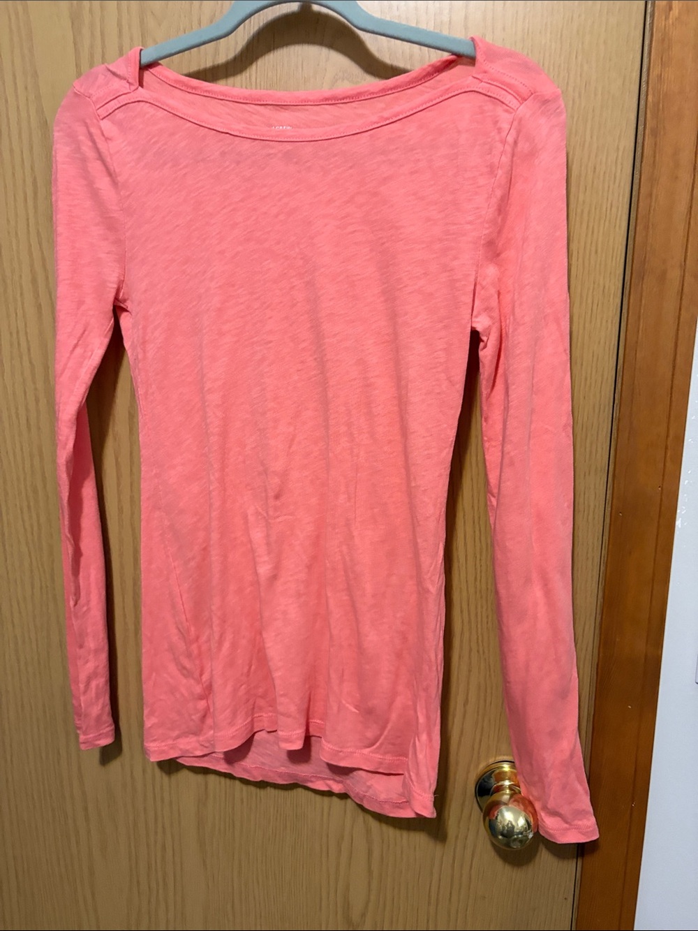 J. Crew Coral Long Sleeve Boatneck Top